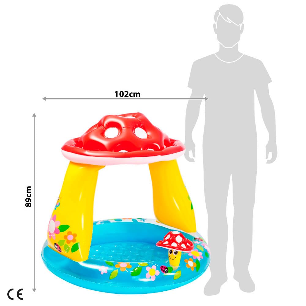 Intex Mushroom Baby Pool - Sunshade Design | 102 x 89cm Inflated | 45L Capacity | Ages 1-3 3