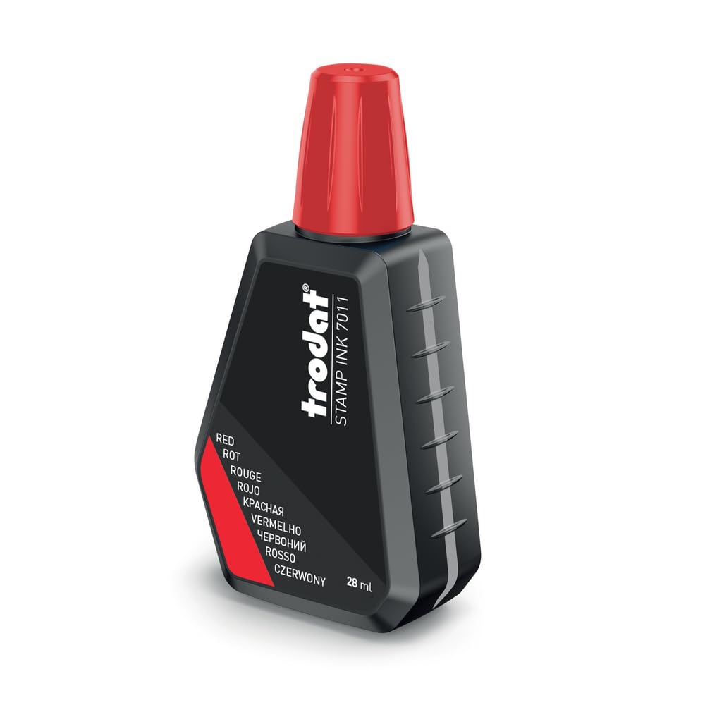 Trodat Red Ink Bottle - 28 ml Replacement Ink for Hand Stamp Pads | Model 7011