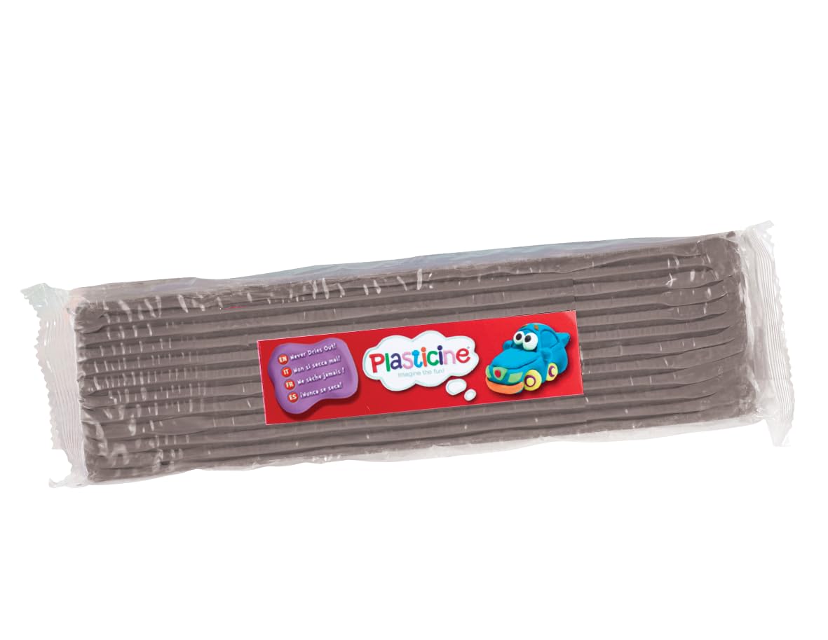 Plasticine Modelling Clay - Non-Hardening, Reusable | 400g Grey Slab