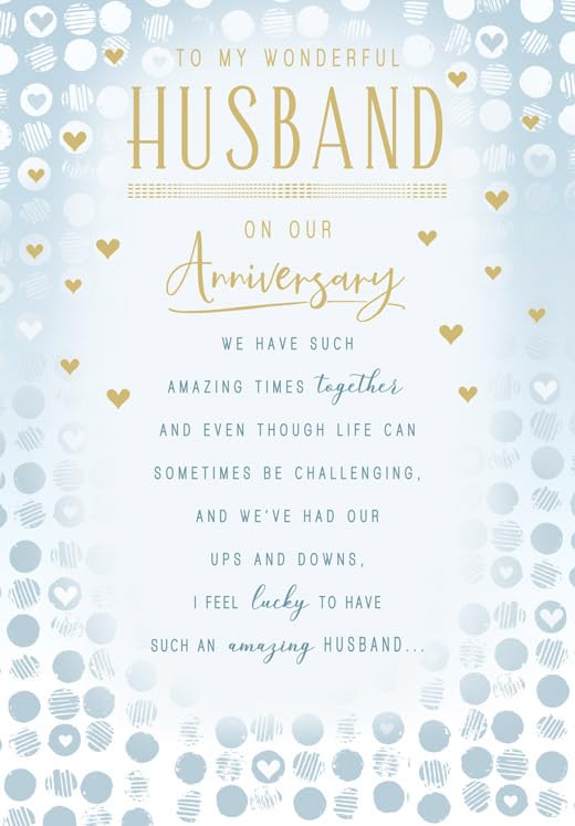 Piccadilly Greetings Anniversary Card for Husband | 9 x 6 Inch | Made in the UK 1