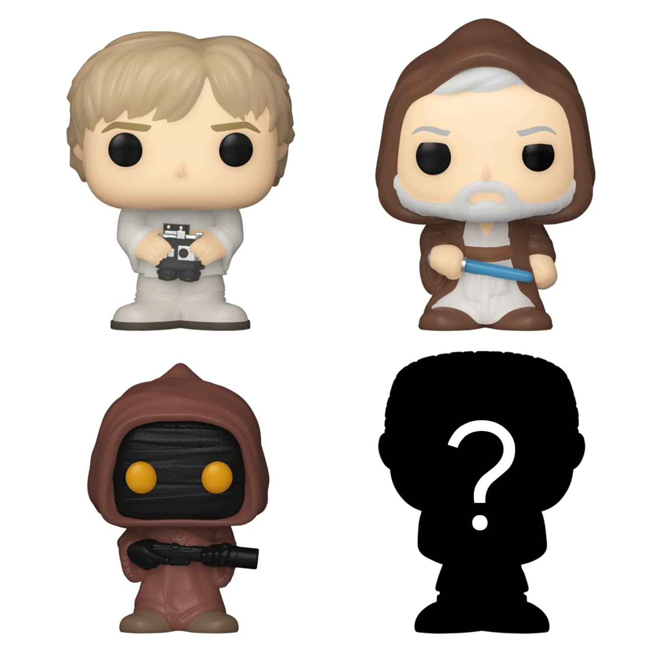 Funko Bitty POP! Star Wars - Luke Skywalker, Obi-Wan Kenobi, Jawa & Mystery Mini Figure 4-Pack with Display Shelf 2