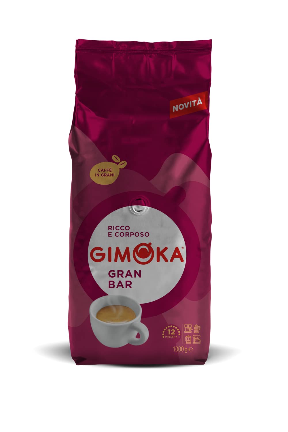 Gimoka Gran Bar Italian Espresso Coffee Beans, Light Roast (2/5), 1 Kg Whole Bean