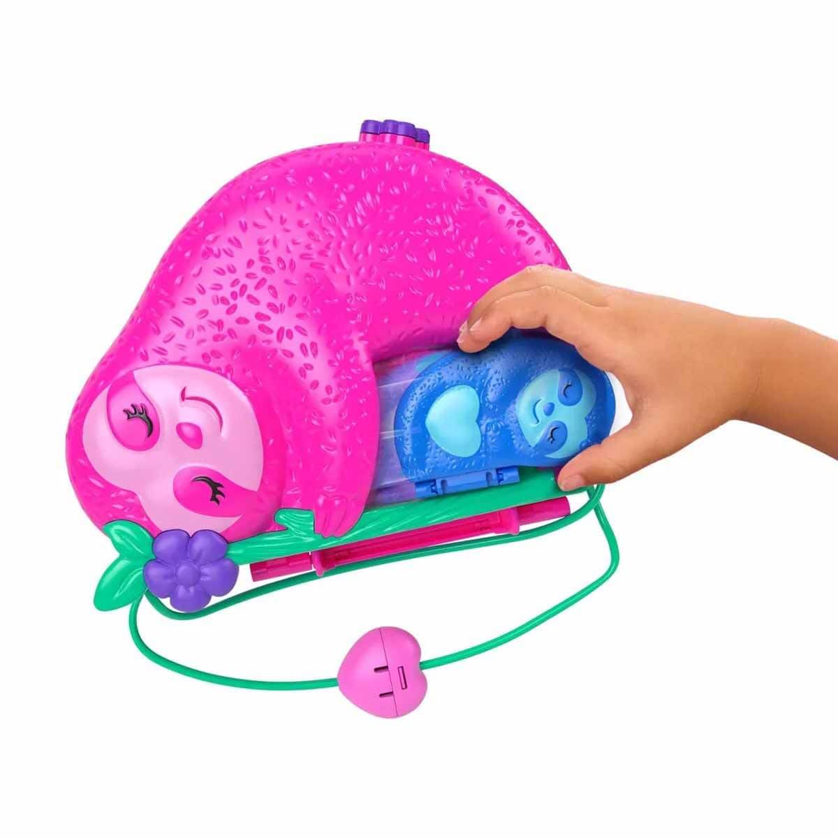 Polly Pocket Sloth Family 2-in-1 Purse Compact Playset with 2 Micro Dolls & 12 Accessories 10