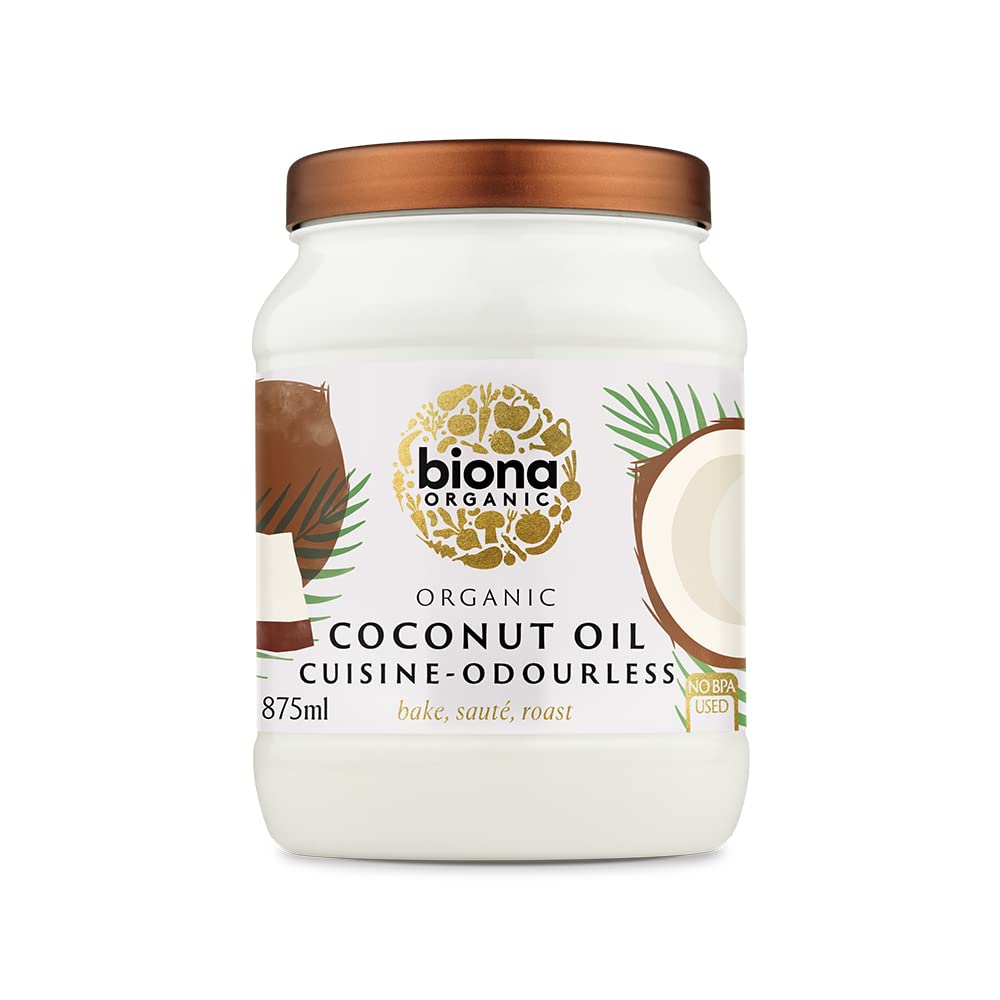 Biona Organic Coconut Oil Cuisine - Mild & Odourless for High-Temp Cooking | 875 ml | Dairy Free