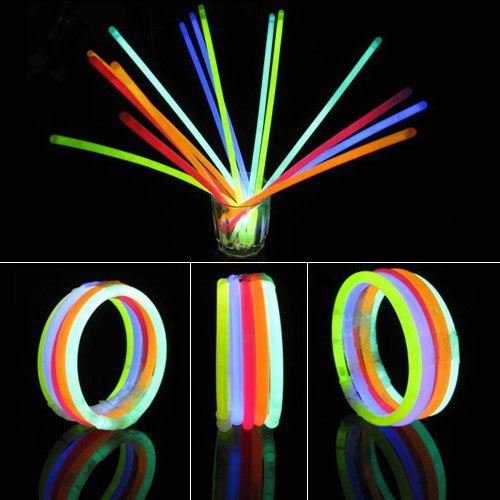 SHATCHI 100Pcs Glow Sticks 8" with Connectors - Neon Party Favors for Halloween, Rave, Birthday, Camping & 80s Themed Events 2