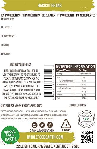 Wholefood Earth Haricot Beans - 1 kg | GMO Free | High Fibre 6