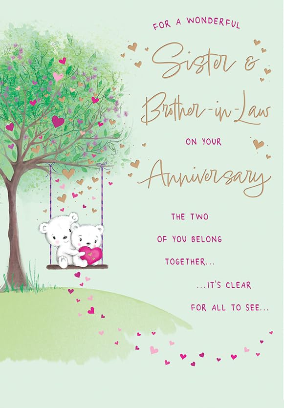 Piccadilly Greetings Anniversary Card for Wonderful Sister & Brother-in-Law | 9 x 6 Inches 1