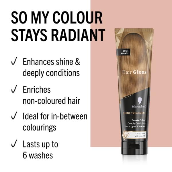 Schwarzkopf Hair Gloss Beige Blonde - Semi-Permanent Colour Refresh, 150ml | Coconut Oil Infused | Enhances Shine & Reduces Breakage 2