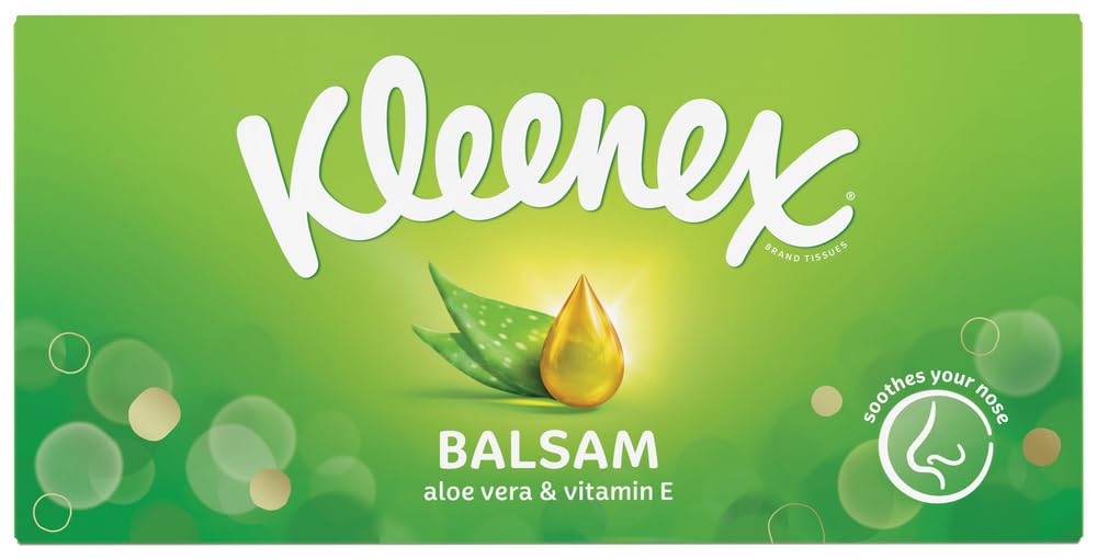 Kleenex Balsam Facial Tissues - 3 Ply, Aloe Vera & Vitamin E | 64 Sheets 1