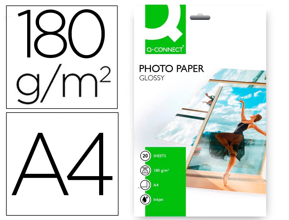 Q-Connect A4 Gloss Photo Paper 180gsm | 20 Sheets | Inkjet Compatible 2