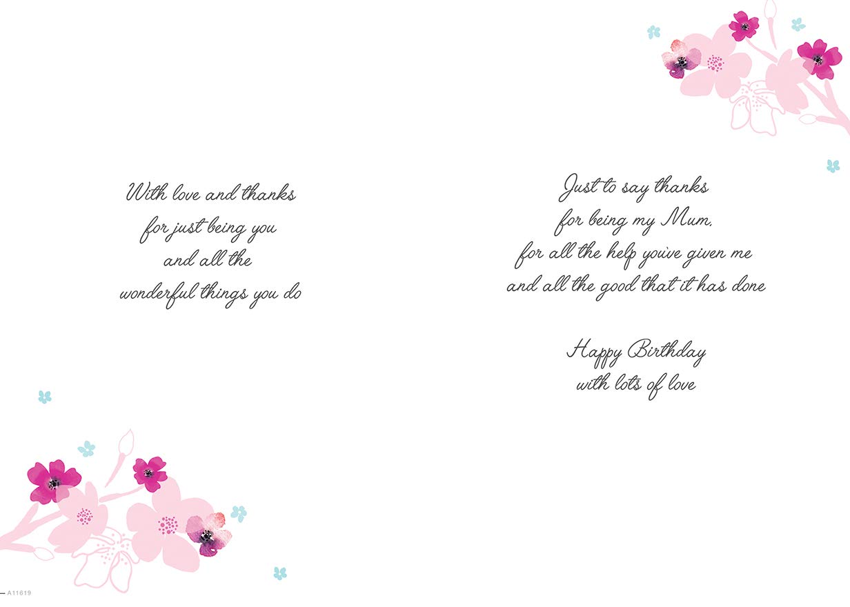Piccadilly Greetings Mum Birthday Card | Floral Design | 10 x 7 Inches