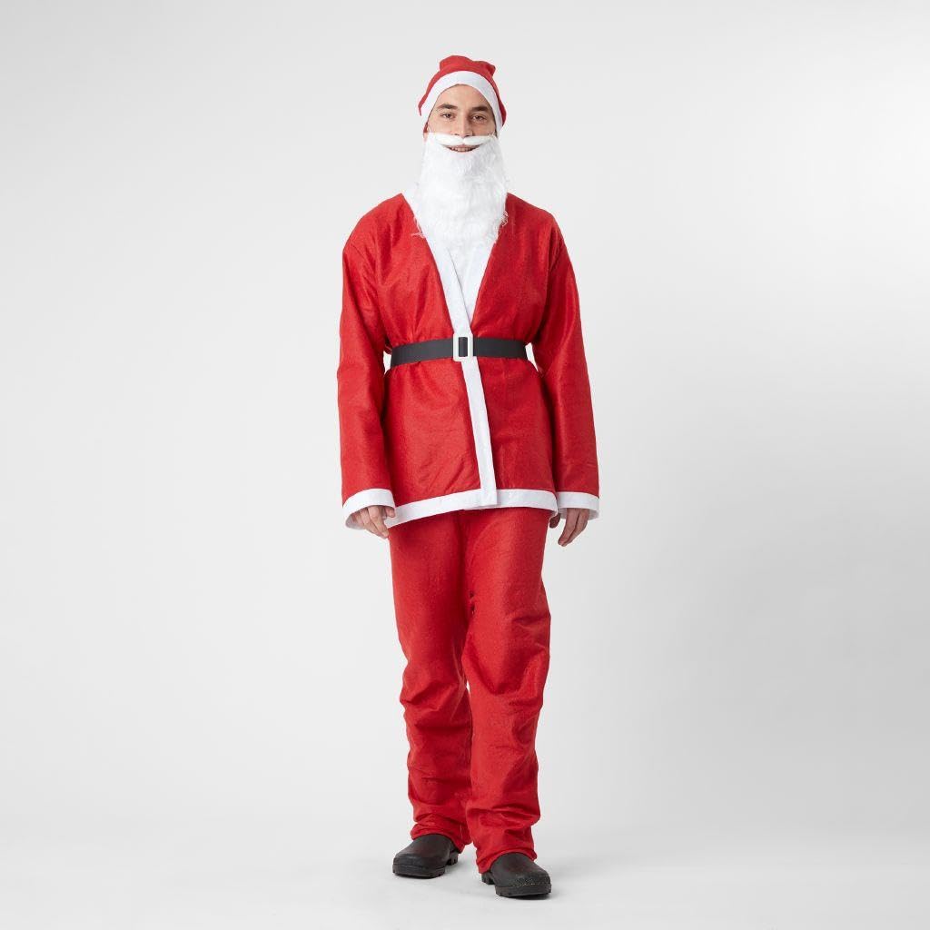 SHATCHI 5-Piece Adult Santa Claus Costume Suit - Felt Christmas Cosplay Outfit 5