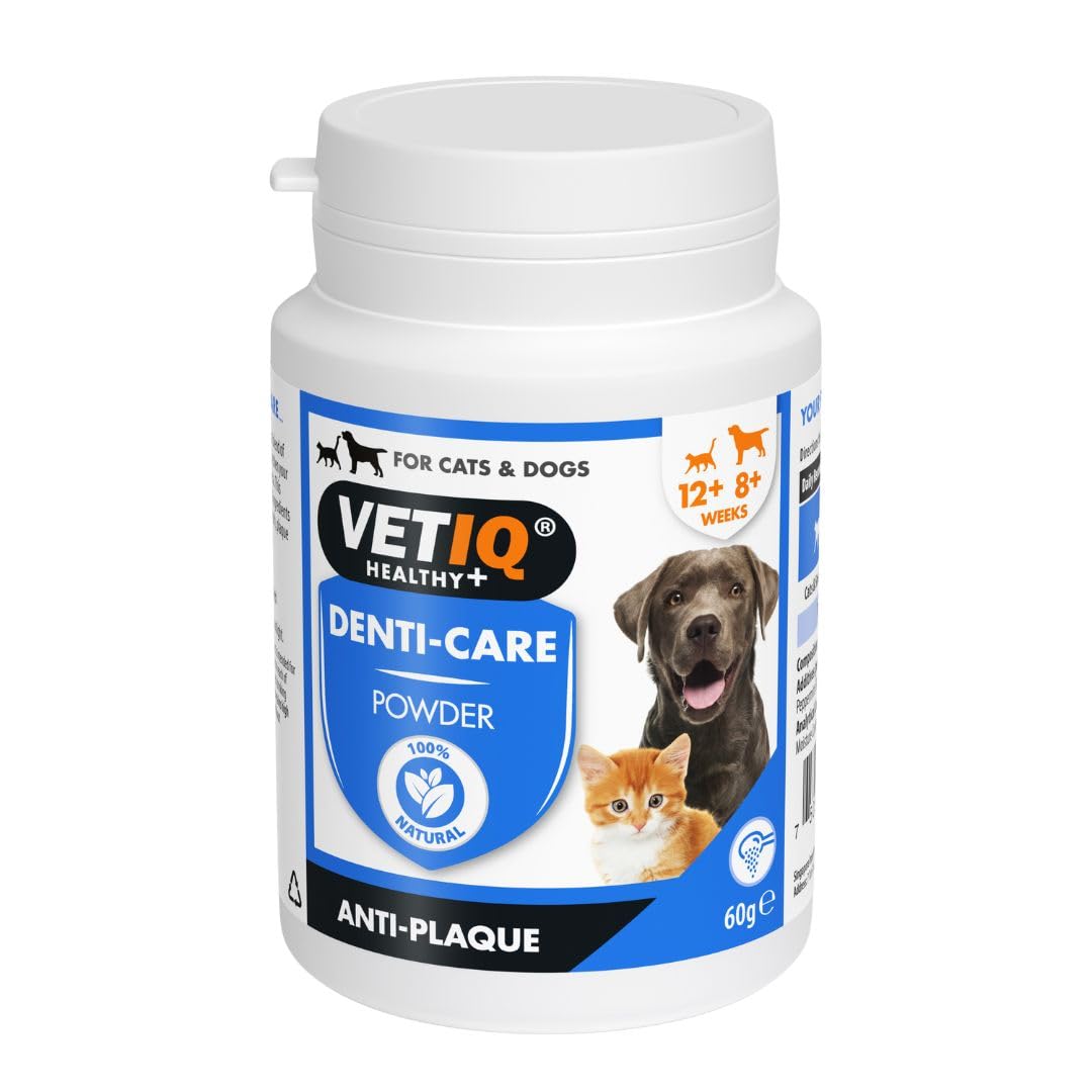 VETIQ Denti-Care Dental Powder for Dogs & Cats – Natural Plaque & Tartar Control, 60g