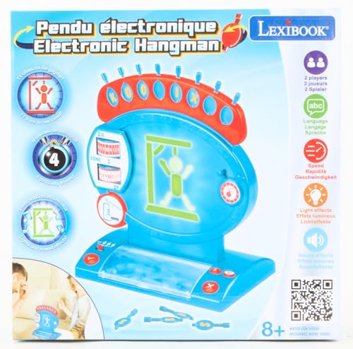 Lexibook JG800 Electronic Hangman Board Game, 2-Player Spelling Challenge with Light and Sound Effects, Blue/Red 11