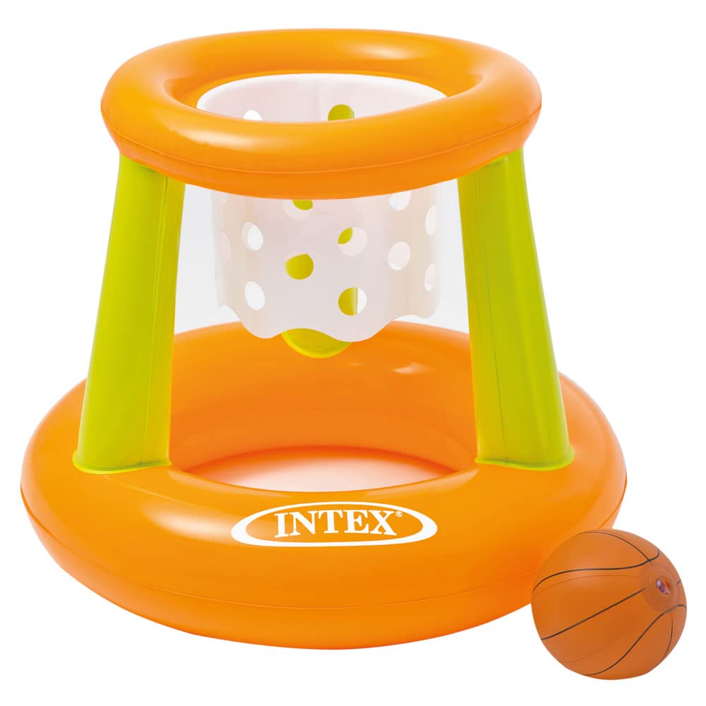 Intex 58504NP Floating Hoop Game - Deluxe Pack with Ball | Orange and Green Plastic 1