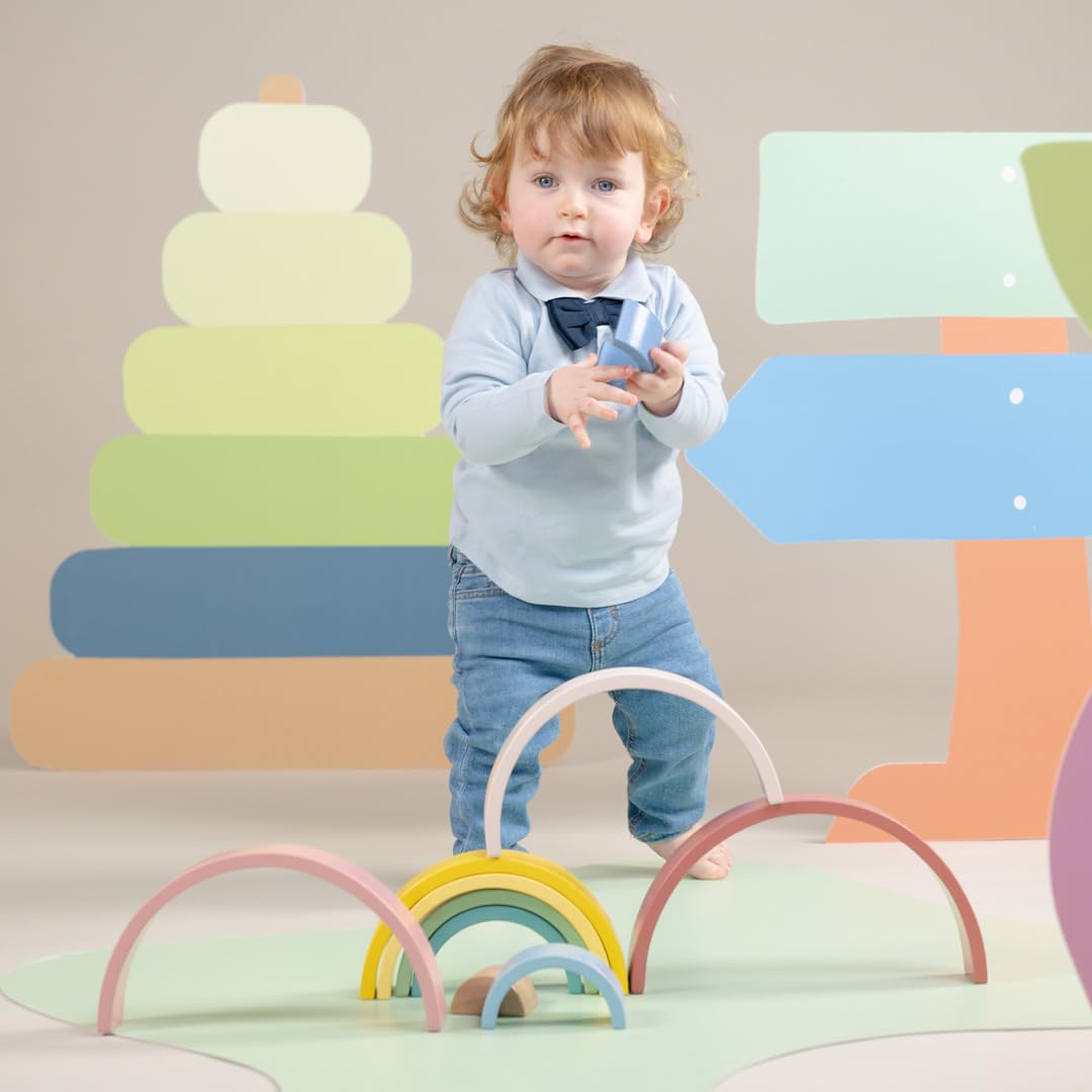 Woet Wooden Rainbow Stacker for Toddlers Age 12m+ - 10-Piece Arches, Non-Toxic Wood 7