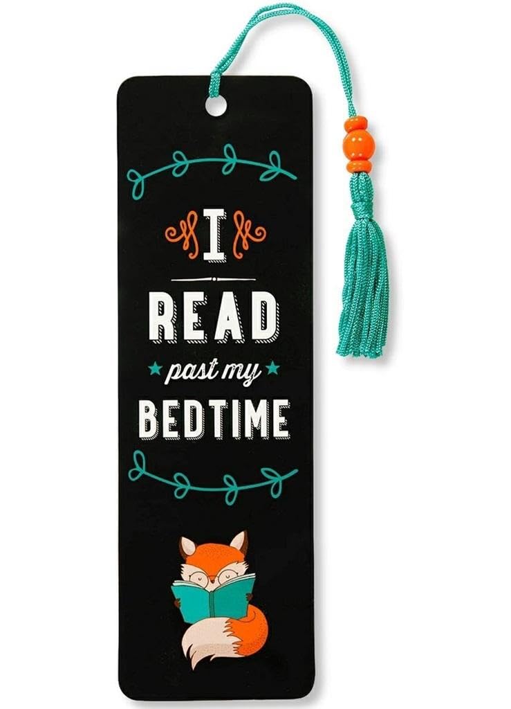 Peter Pauper Press I Read Past My Bedtime Beaded Bookmark | Gloss Highlights | Teal Tassel 1
