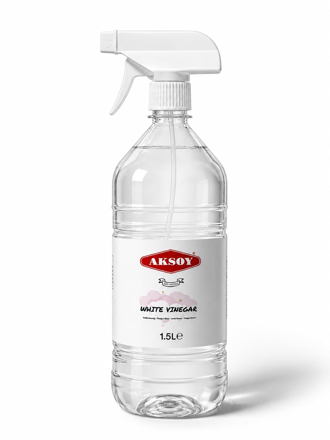 AKSOY Distilled White Spirit Vinegar Spray - Powerful Multi-Purpose Cleaner | 1.5L