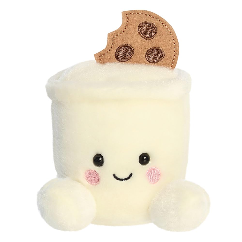 AURORA Palm Pals Duncan Milk & Cookies Soft Toy - 13cm Plush | Bean Filled | White & Brown 1