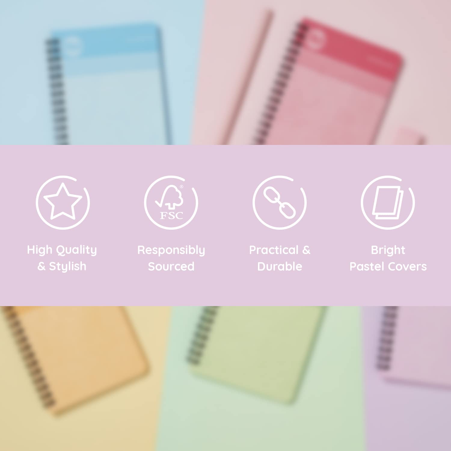 nu: A4 Wirebound Notebook - Cloud Pastels Lilac | 80gsm FSC Paper | 110 Pages 4
