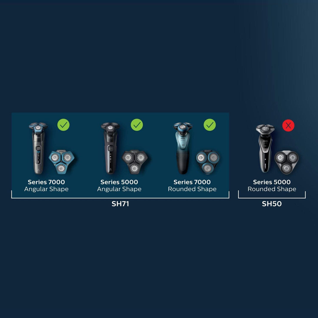 Philips SH71/50 Replacement Shaving Heads for Series 7000 (S7XXX) and Angular-Shaped S5XXX Shavers