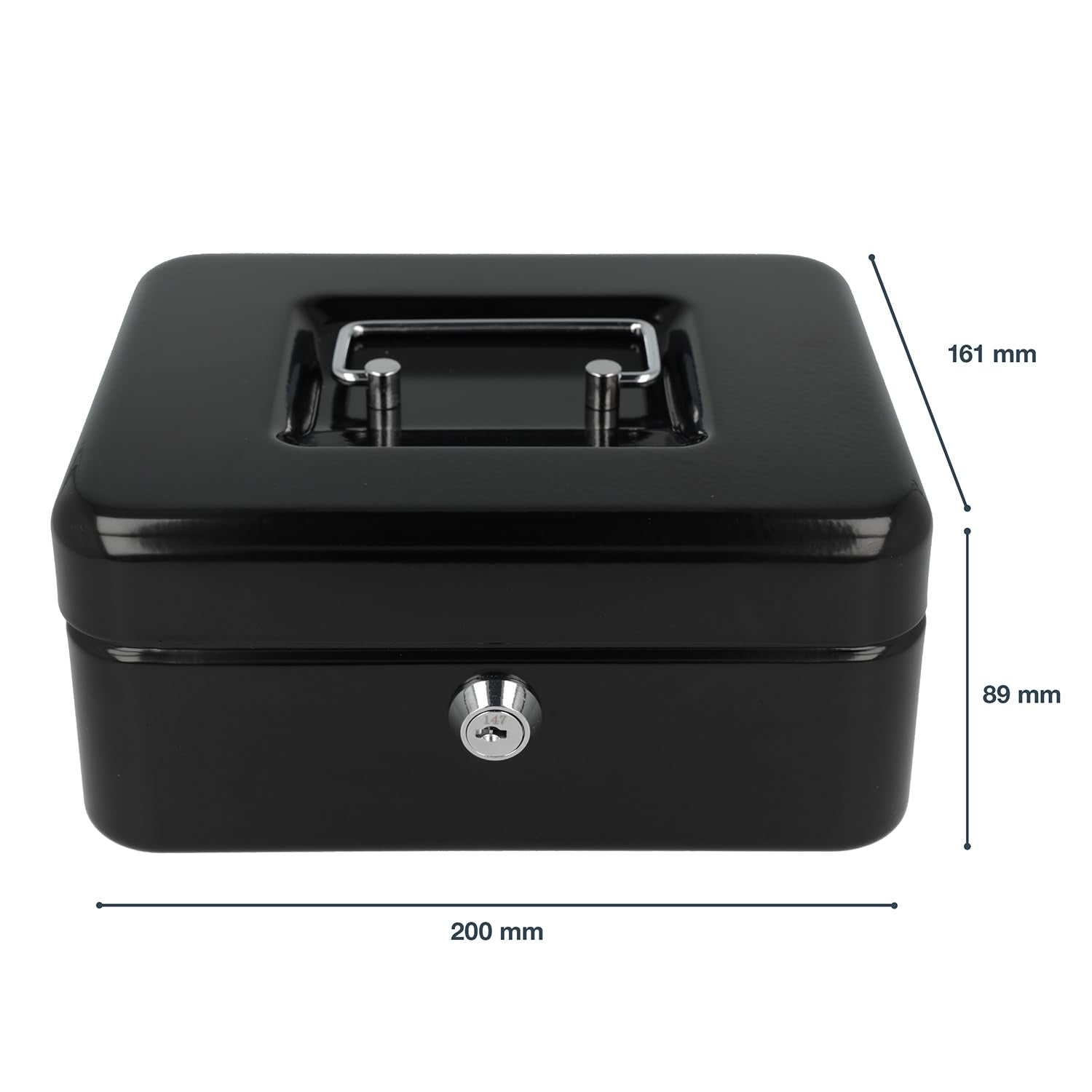 Westcott Lockable Cash Box - Robust Sheet Steel Security | Black | 20 x 16 x 9 cm 5