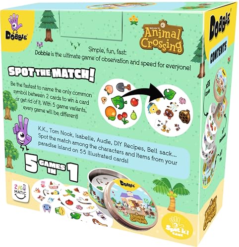 Asmodee Dobble Animal Crossing Family Card Game for 2-8 Players, Ages 4+