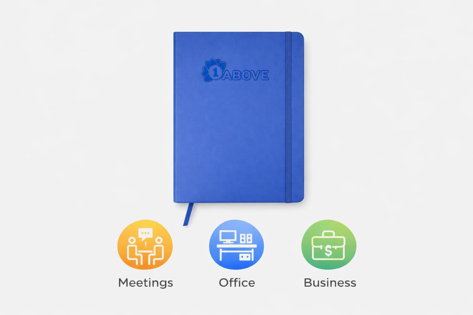1ABOVE A5 Soft Feel Hardback Notebook - 160 Lined Pages, Blue | Elastic Closure | Bookmark