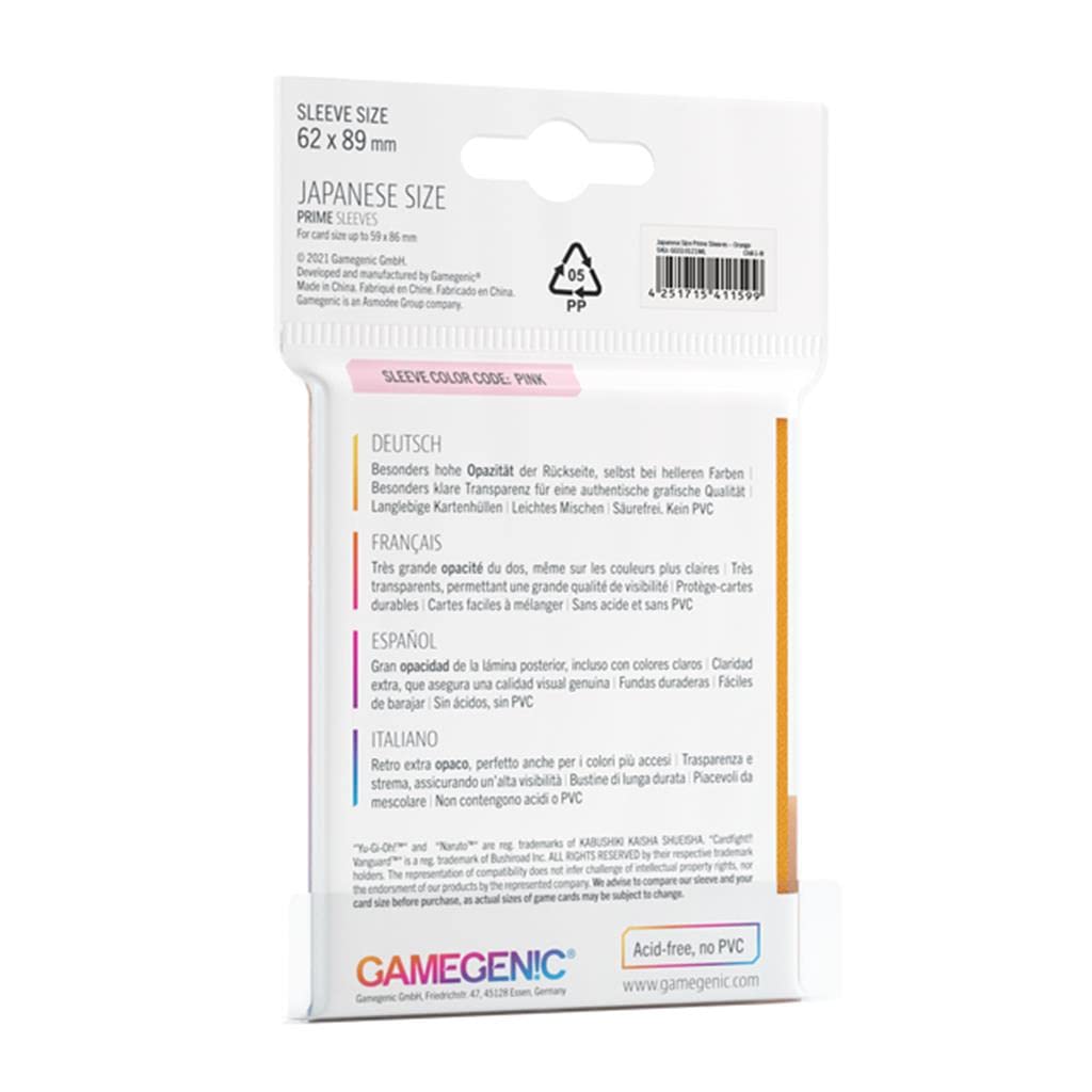 Gamegenic Prime Japanese Sized Sleeves - Orange | 60 Count | 100 Micron Thickness 2