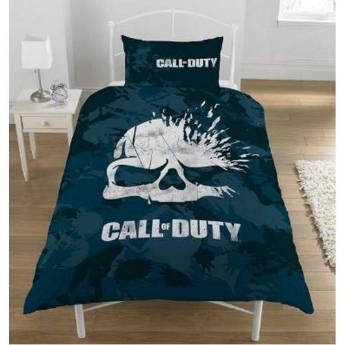 Call of Duty Broken Skull Duvet Cover Set - Single, Navy Camouflage, Polyester-Cotton Blend