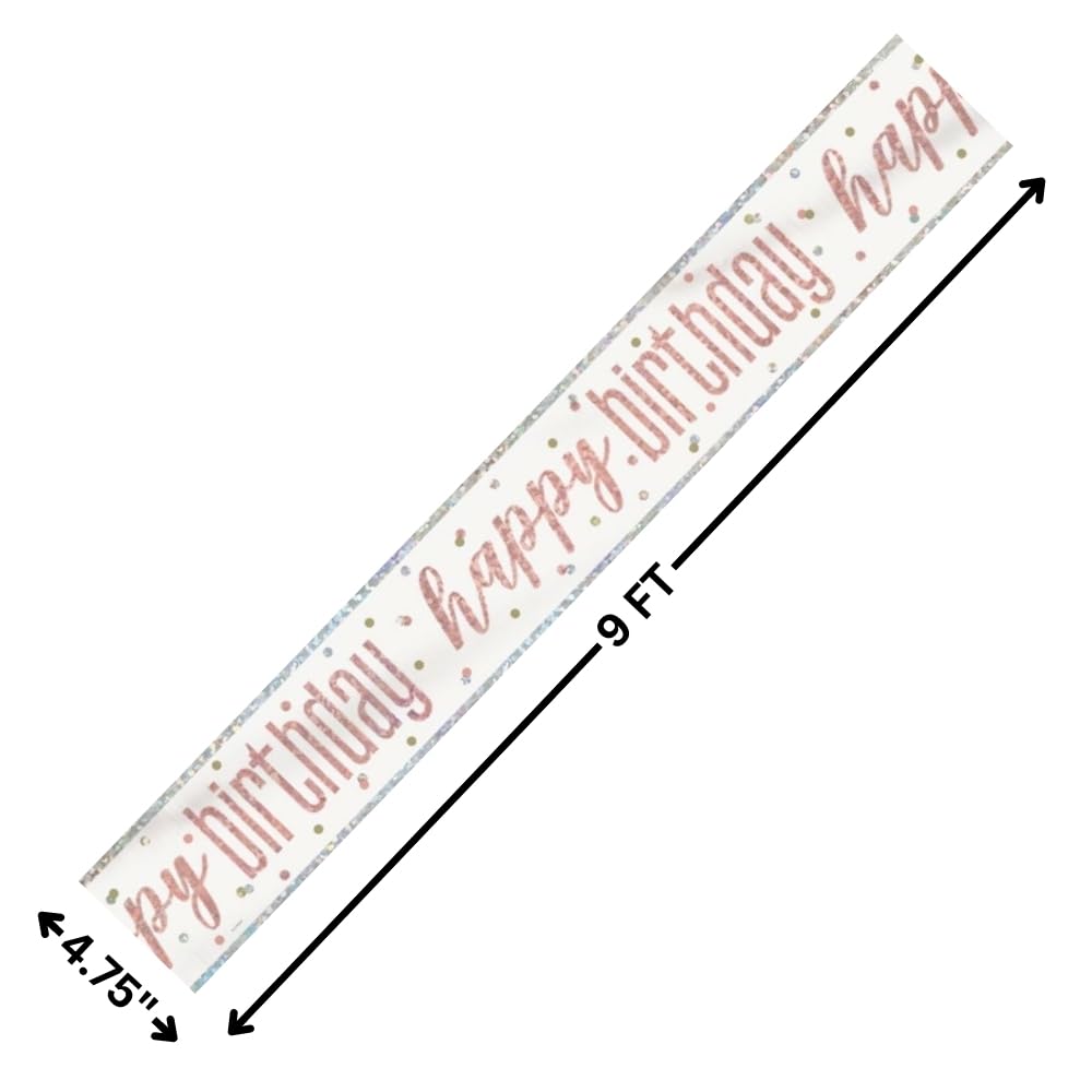 Unique Party Happy Birthday Foil Banner - Rose Gold | 1 Pc 9 ft Standard Banner