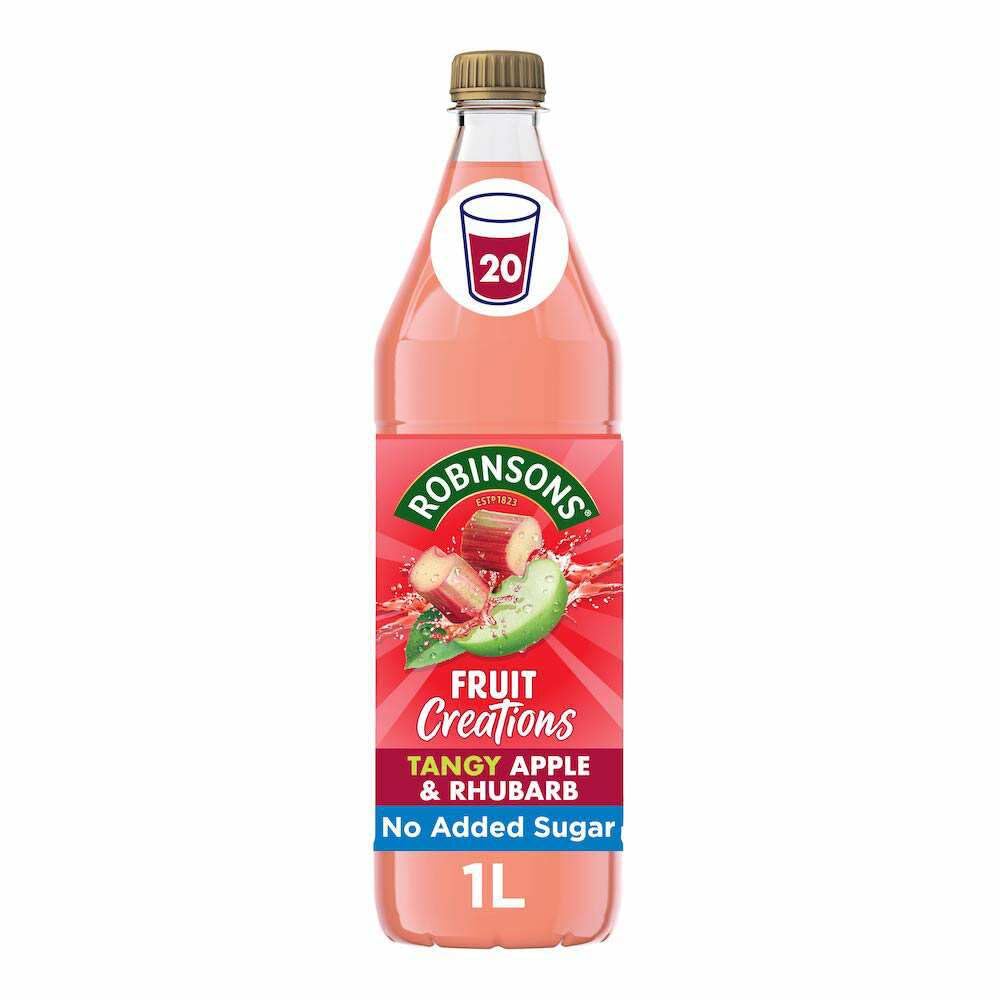 Robinsons Fruit Creations Tangy Apple & Rhubarb Squash - No Added Sugar | 1L 1