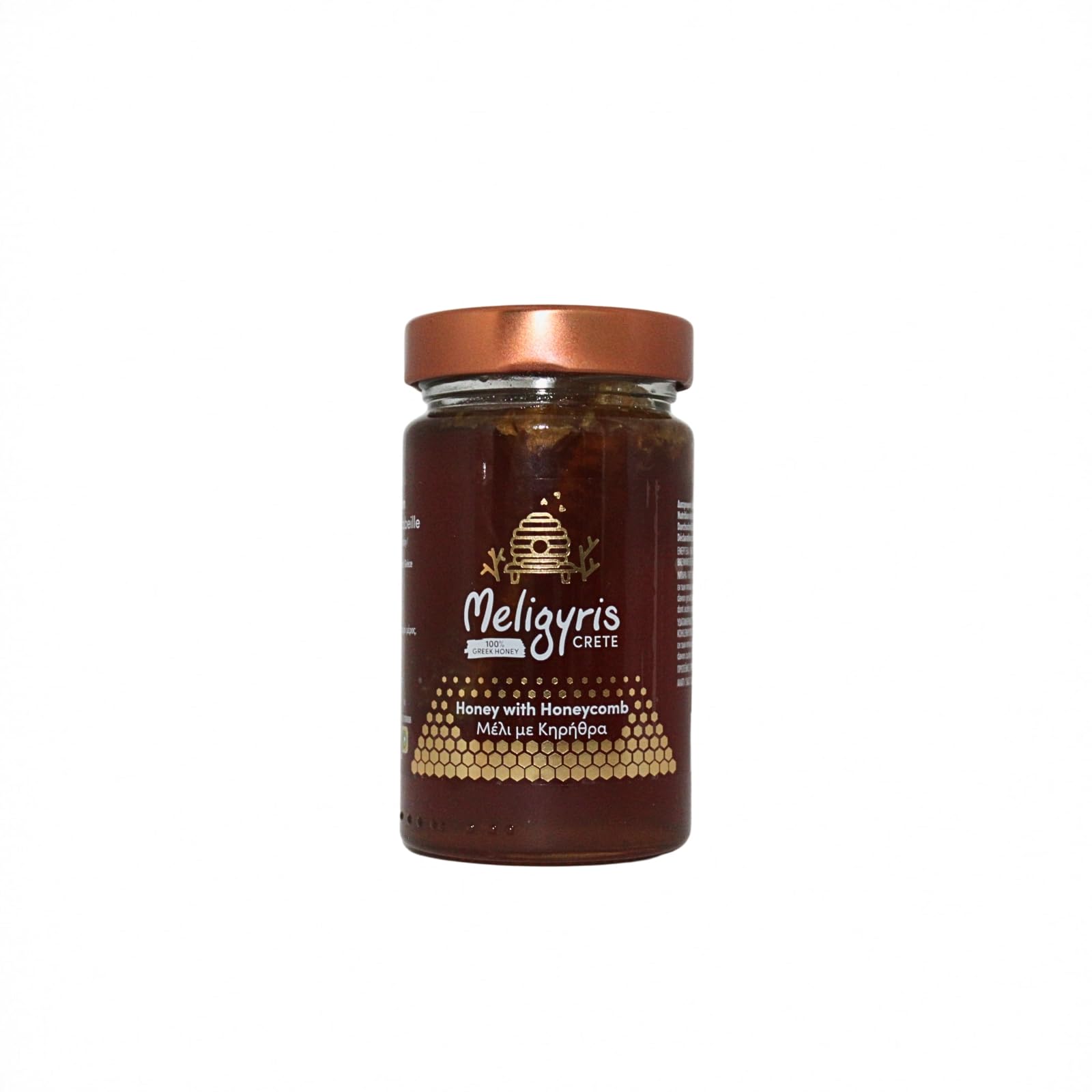 Meligyris Raw Greek Honey with Edible Honeycomb - 450g | Natural & Unprocessed | Artisan Greek Beekeeping