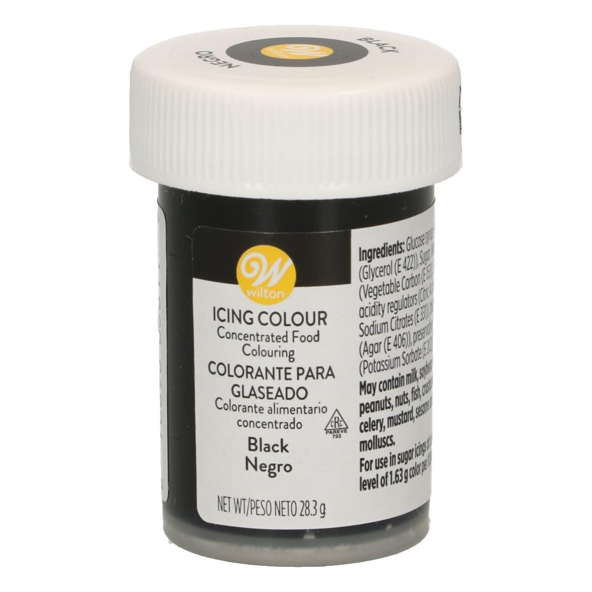Wilton Black Gel Icing Colour - Deep Rich Colour, Concentrated Gel Formula | 28.3g (1oz) Jar