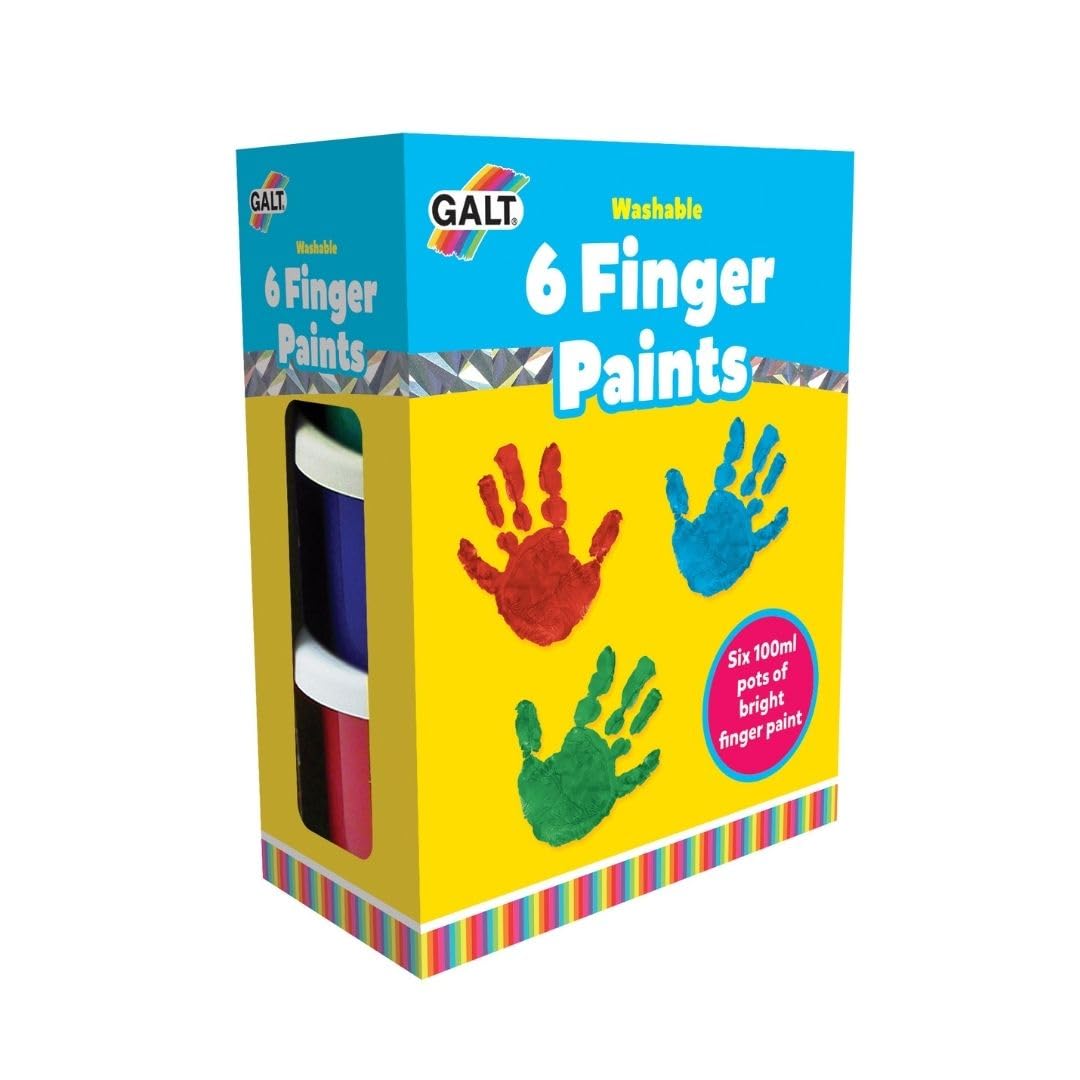 Galt Toys Finger Paints Set - 6 Washable Pots | 100ml Each | Ages 2+