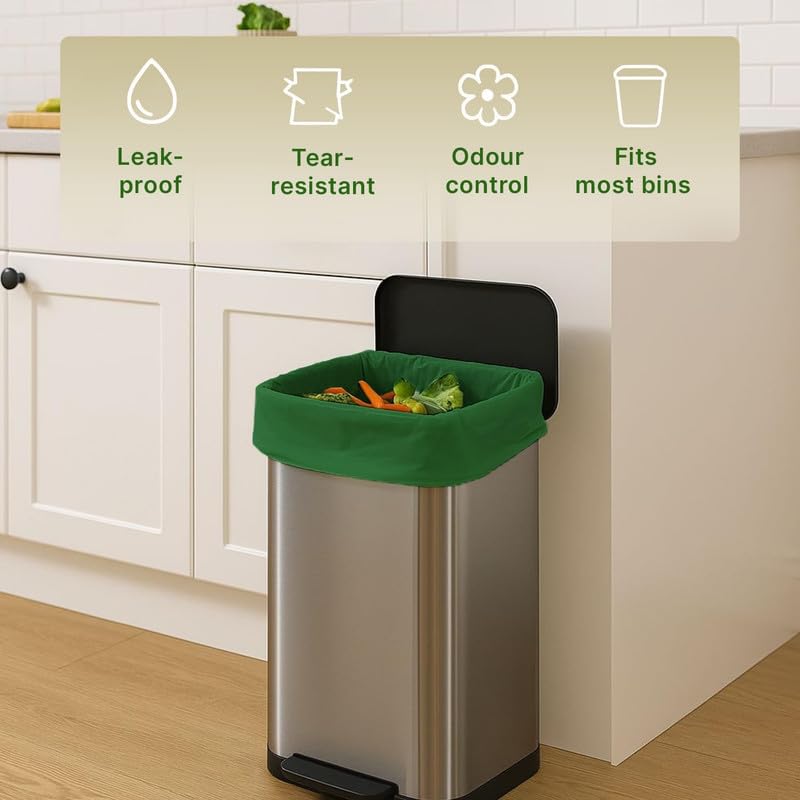 CareBee Biodegradable Kitchen Bin Bags - 50 Bags, 50L Capacity | Compostable & Leak-Proof 2