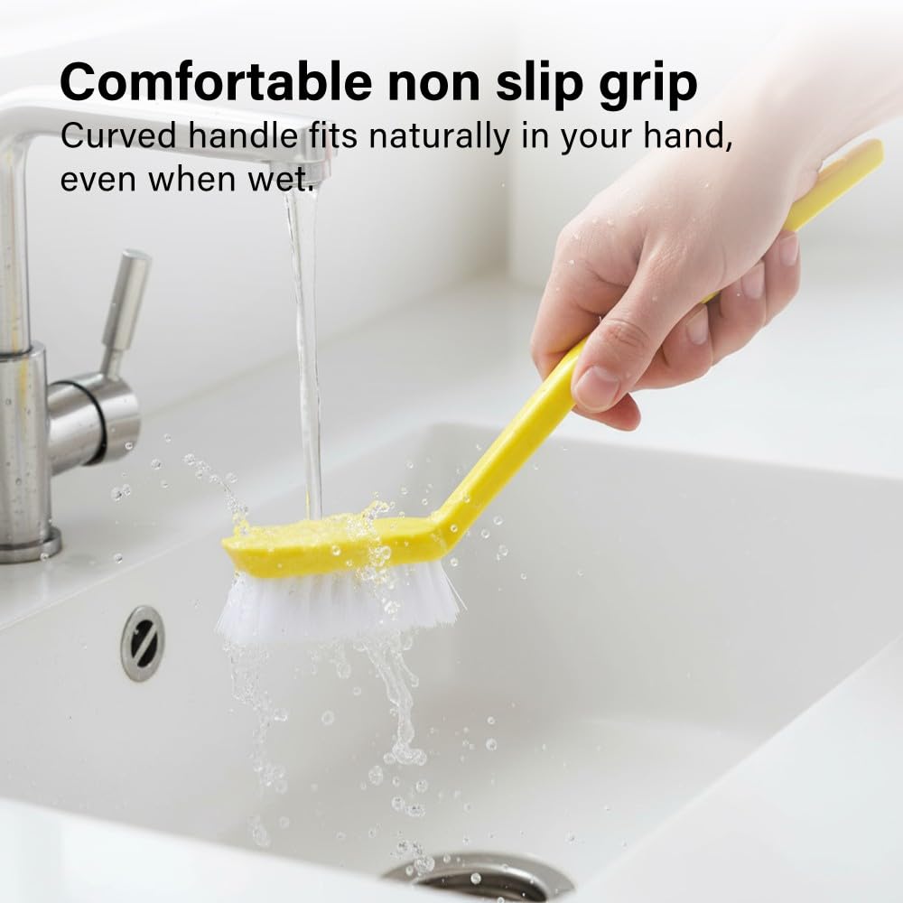 Vivo Technologies - Washing Up Brushes Pack of 3 | Non-Slip Grip with Built-In Scraper for Kitchen Cleaning 3