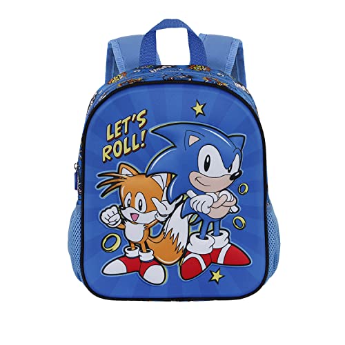 Karactermania Sega-Sonic Lets Roll Small 3D Backpack, Blue (04467)