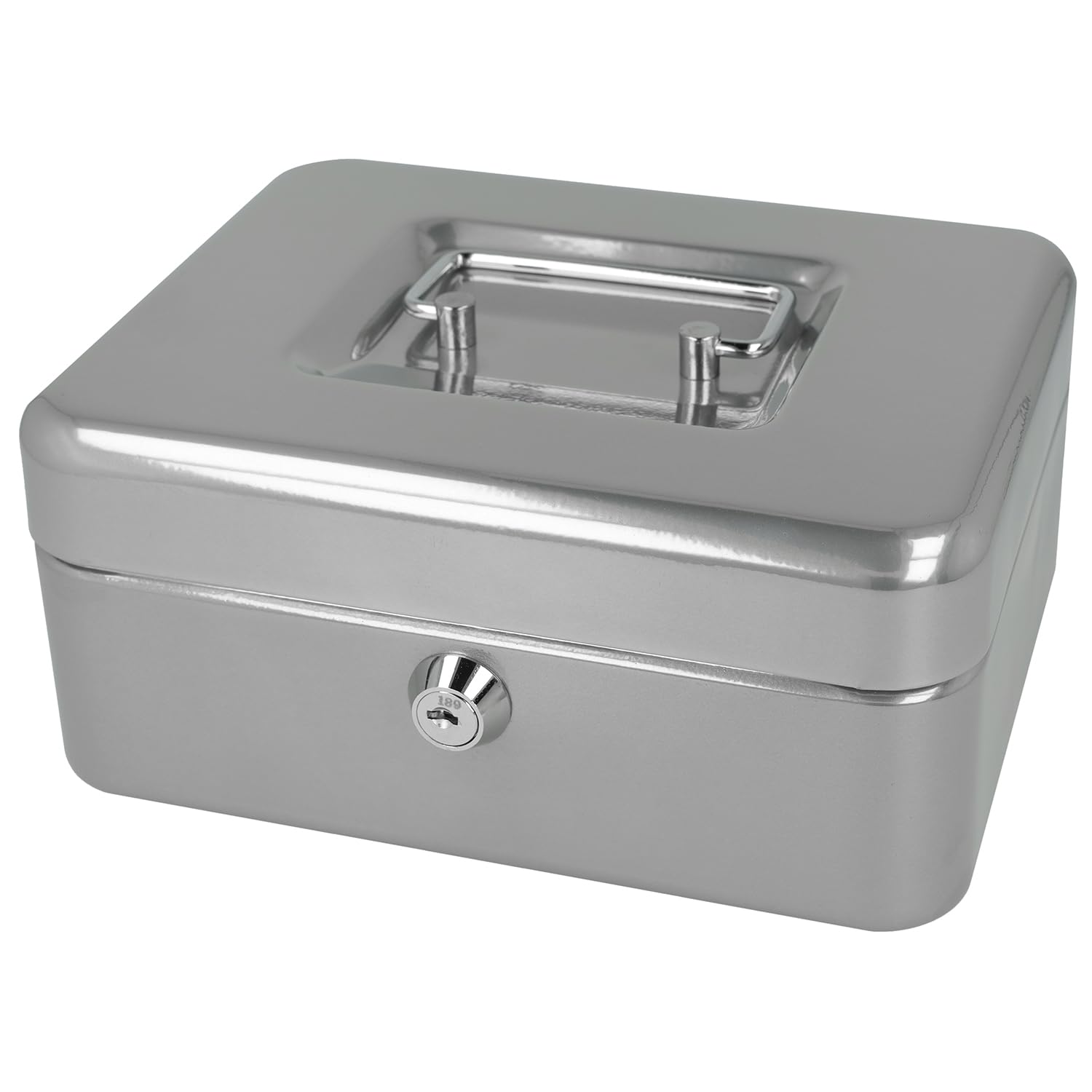 Westcott Lockable Cash Box - Robust Sheet Steel Security | Silver | 20 x 16 x 9 cm