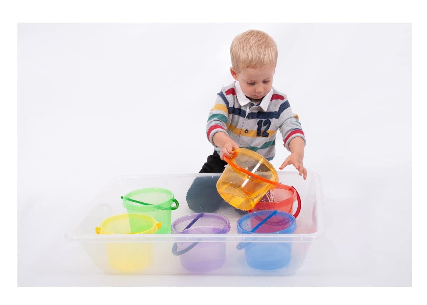 tickit 73101 Bucket Set - 6 Translucent Rainbow Buckets for Sand & Water Play | 16.2cm Diameter 2