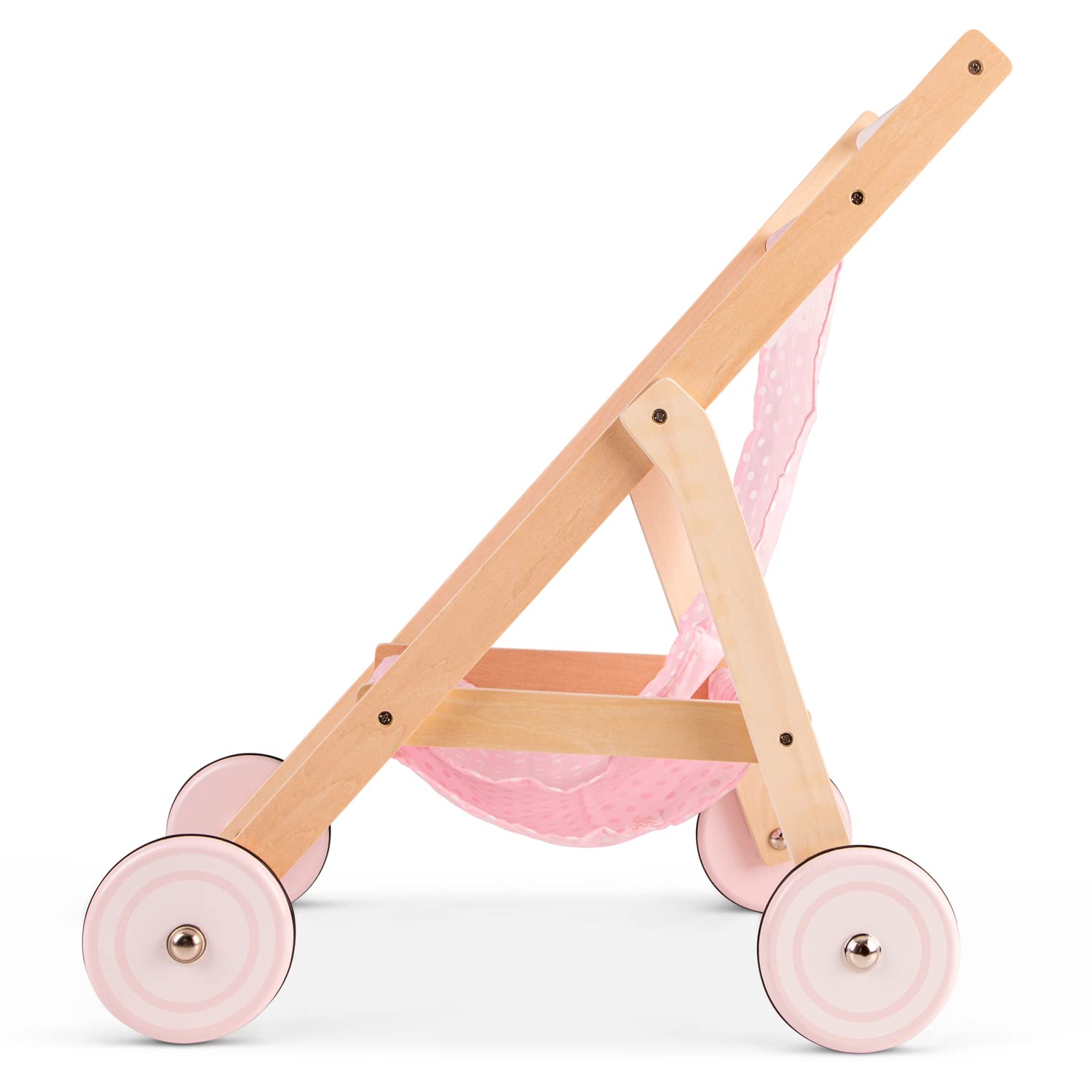 New Classic Toys Wooden Doll Stroller for Children 36 Months and Up - Pink/Natural