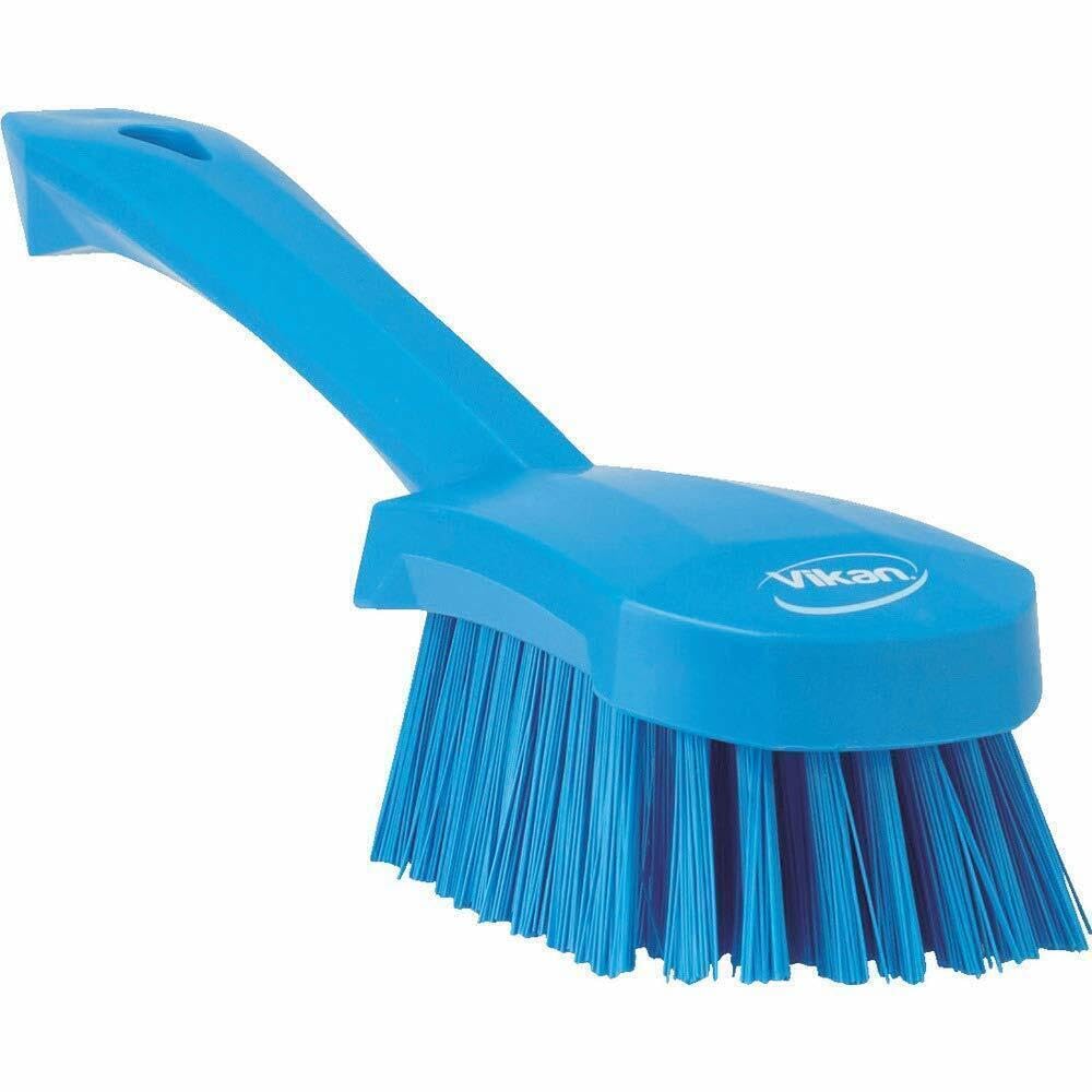 Vikan 41923 Stiff Washing Scrubbing Hand Brush - Short Handle, 270mm, Blue