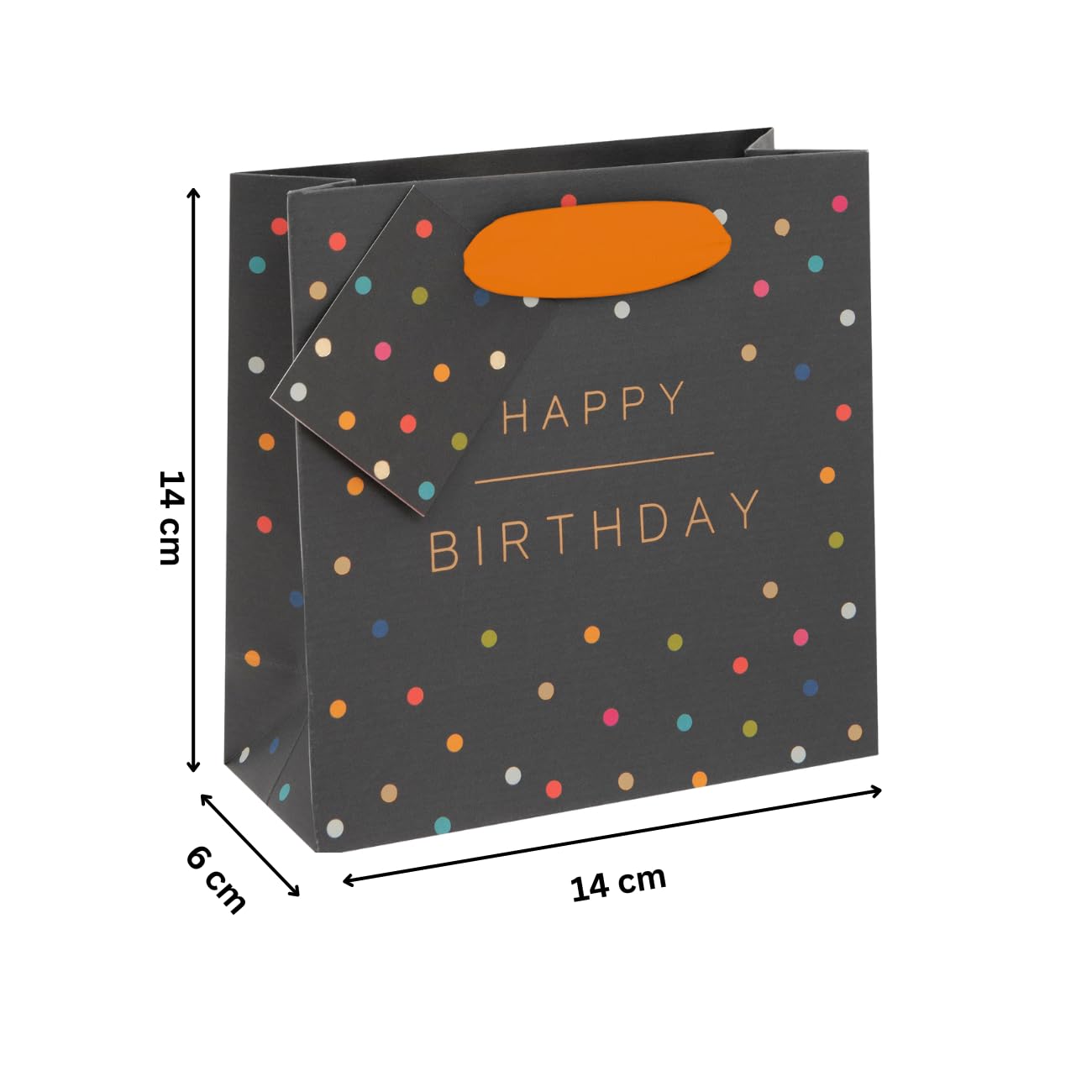 Glick Luxury Small Gift Bag - Happy Birthday Spots | 14cm x 14cm x 6cm | 210 GSM Paper 5