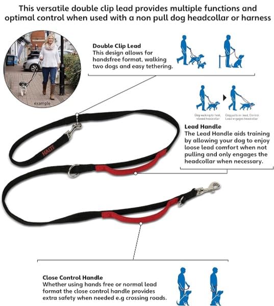 Halti Control Lead - Multi-Functional Double Ended Lead for Dogs | Black | Large