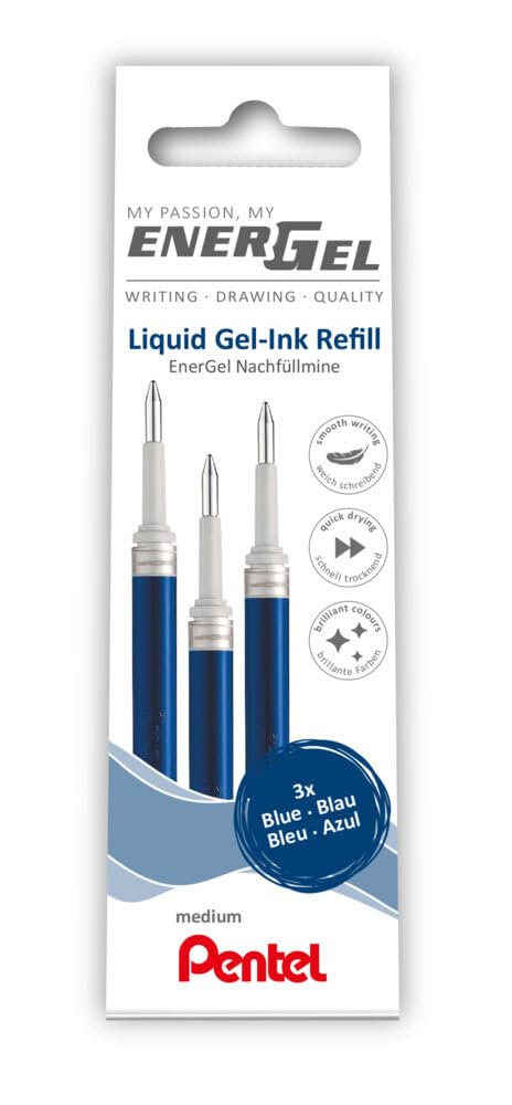 Pentel LR7-3C Refill for EnerGel Pens - Pack of 3, Blue 1