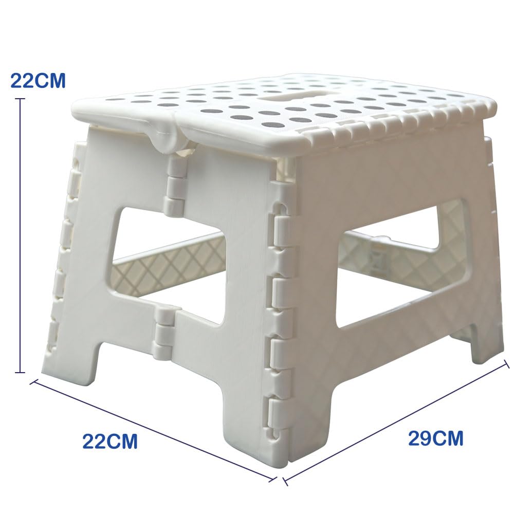 Armo Home Folding Step Stool - 40cm Height | 150kg Capacity | White Metal 2