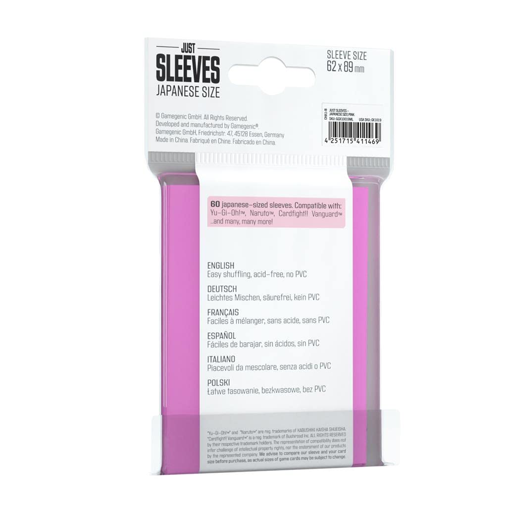 Gamegenic Just Sleeves Japanese Size Pink (60 Sleeves) 2