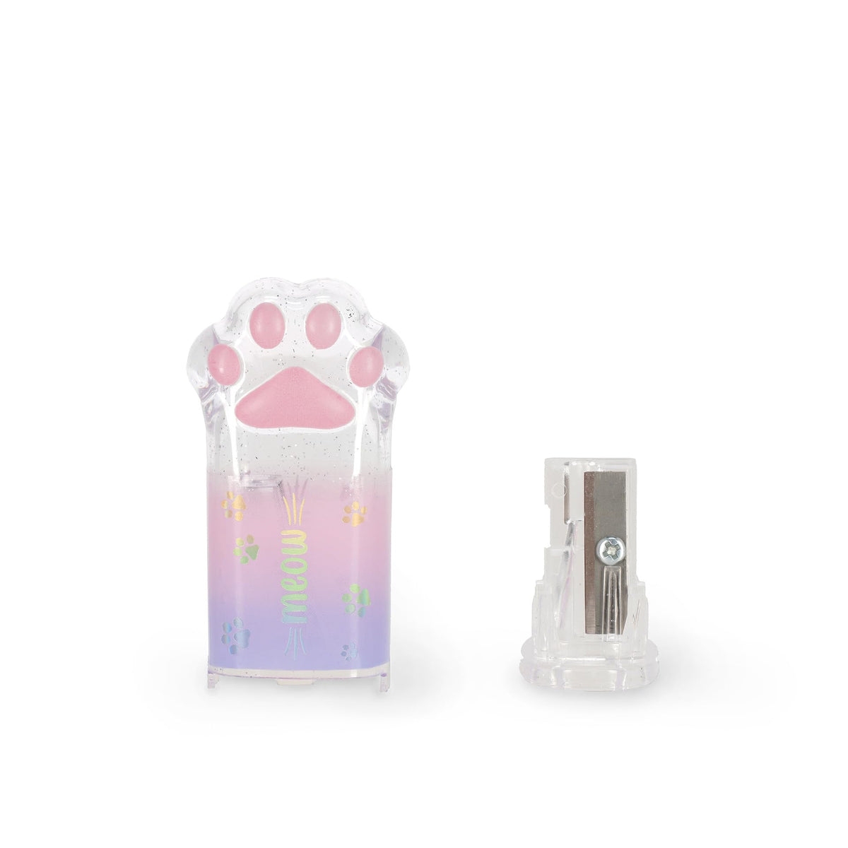 LEGAMI Meow Pencil Sharpener with Container - Cat Paw Shape, Glitter