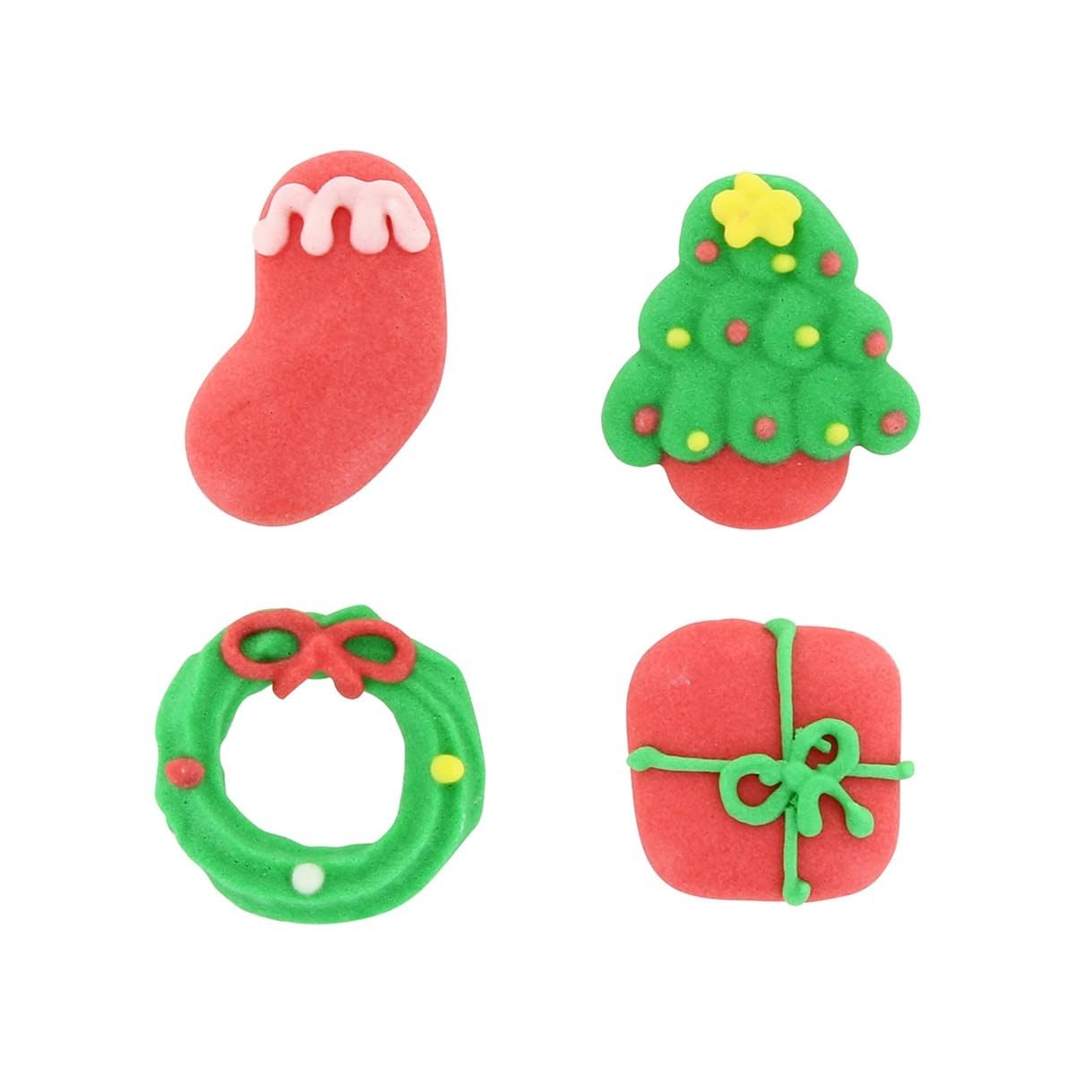 Culpitt - Christmas Icons Sugar Pipings Edible Royal Icing Cake & Cupcake Toppers Festive Red and Green 4