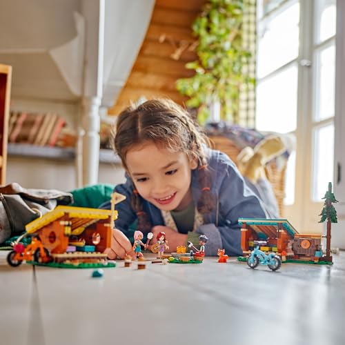 LEGO Friends Adventure Camp Cosy Cabins - Camping Playset with Mini-Dolls & Bikes for Ages 7+ 12